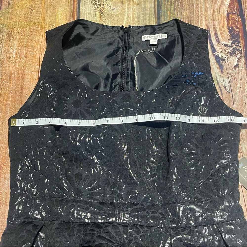 EVA MENDES NY&Co Little black dress Size 6 NWT floral pockets scoop neck - Picture 7 of 13